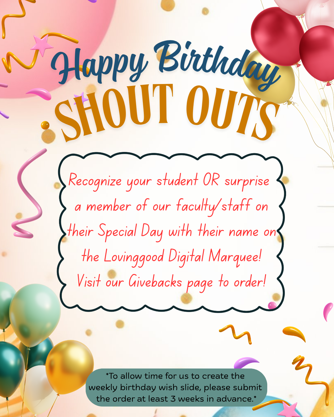 Birthday Shout Outs